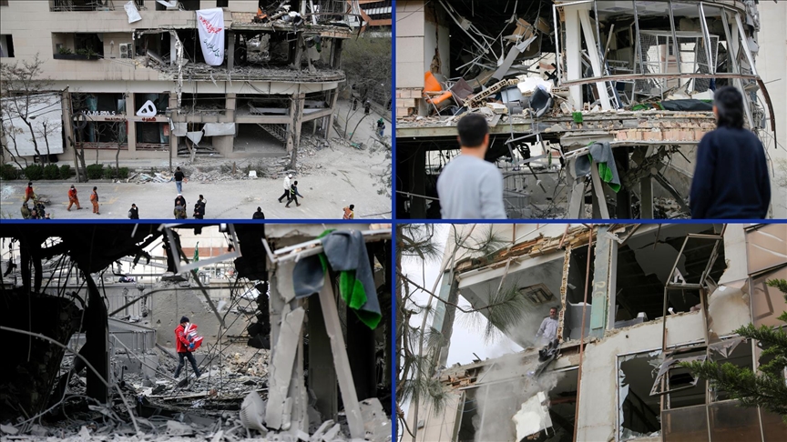 AA ekibi, ABD-İsrail saldırısında vurulan Tahran’daki Al Araby TV binasını görüntüledi