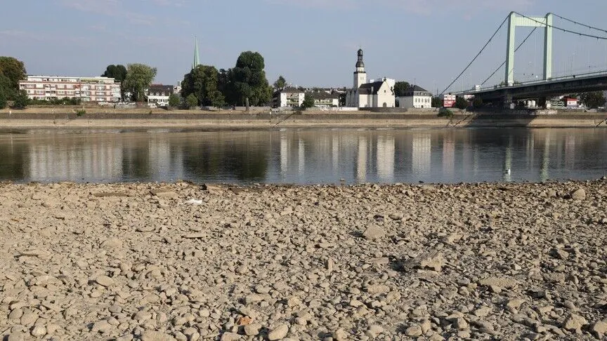 Almanya’da kuraklık nedeniyle Ren Nehri’nde yolcu gemisi karaya oturdu